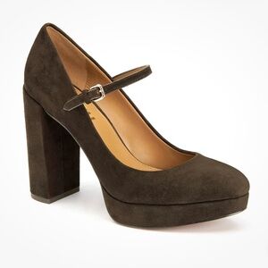 Coach Brown Suede Mary Jane Platform Pumps 9